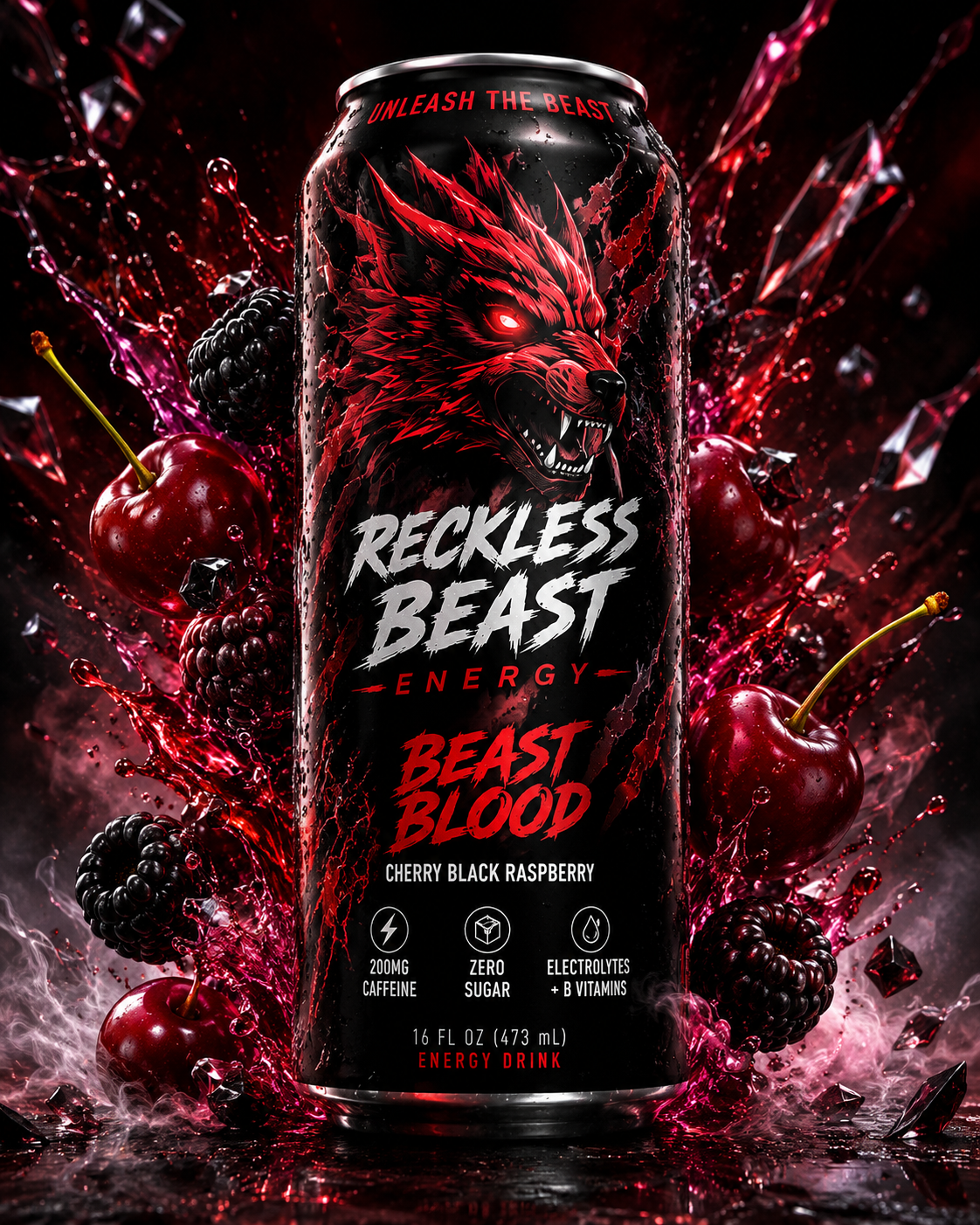 Reckless Beast Energy Beast Blood — Cherry Black Raspberry