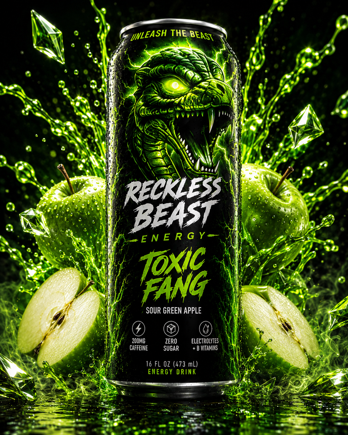 Reckless Beast Energy Toxic Fang — Sour Green Apple